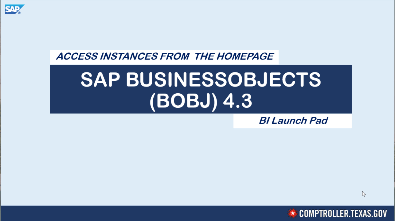 SAP BusinessObjects 4.3 Training - Access Instances From Homepage