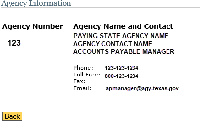 agency information screenshot