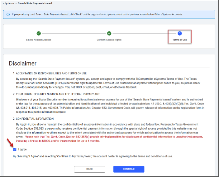 disclaimer screen screenshot