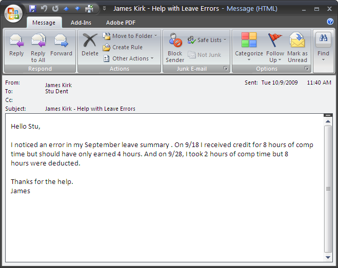 email from James Kirk