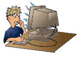 Cartoon man with computer issue